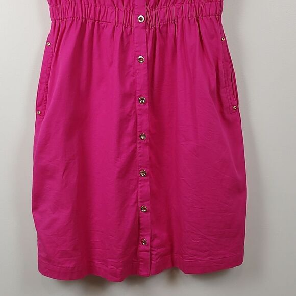 Halston Button Front Dress Bright Rose Size M NWOT - Picture 7 of 11